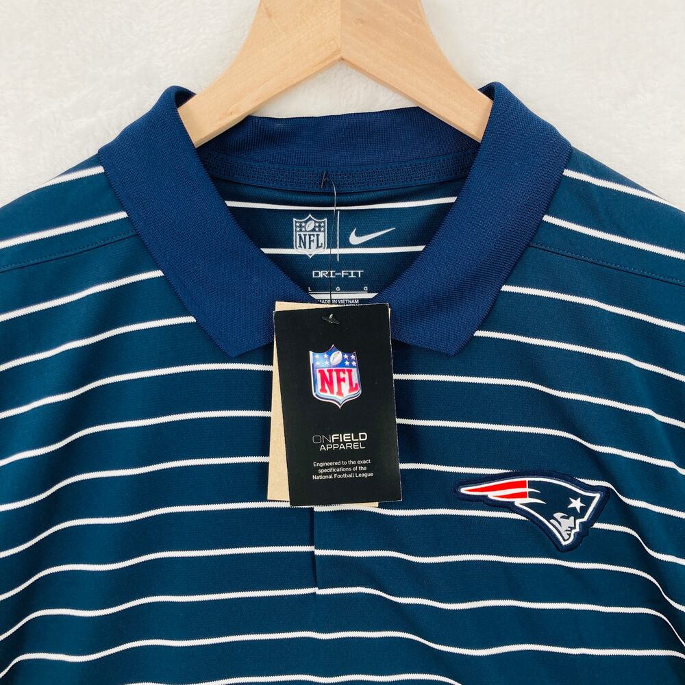 Nike New England Patriots Polo Shirt Mens Large Dri Fit NFL On Field Polyester